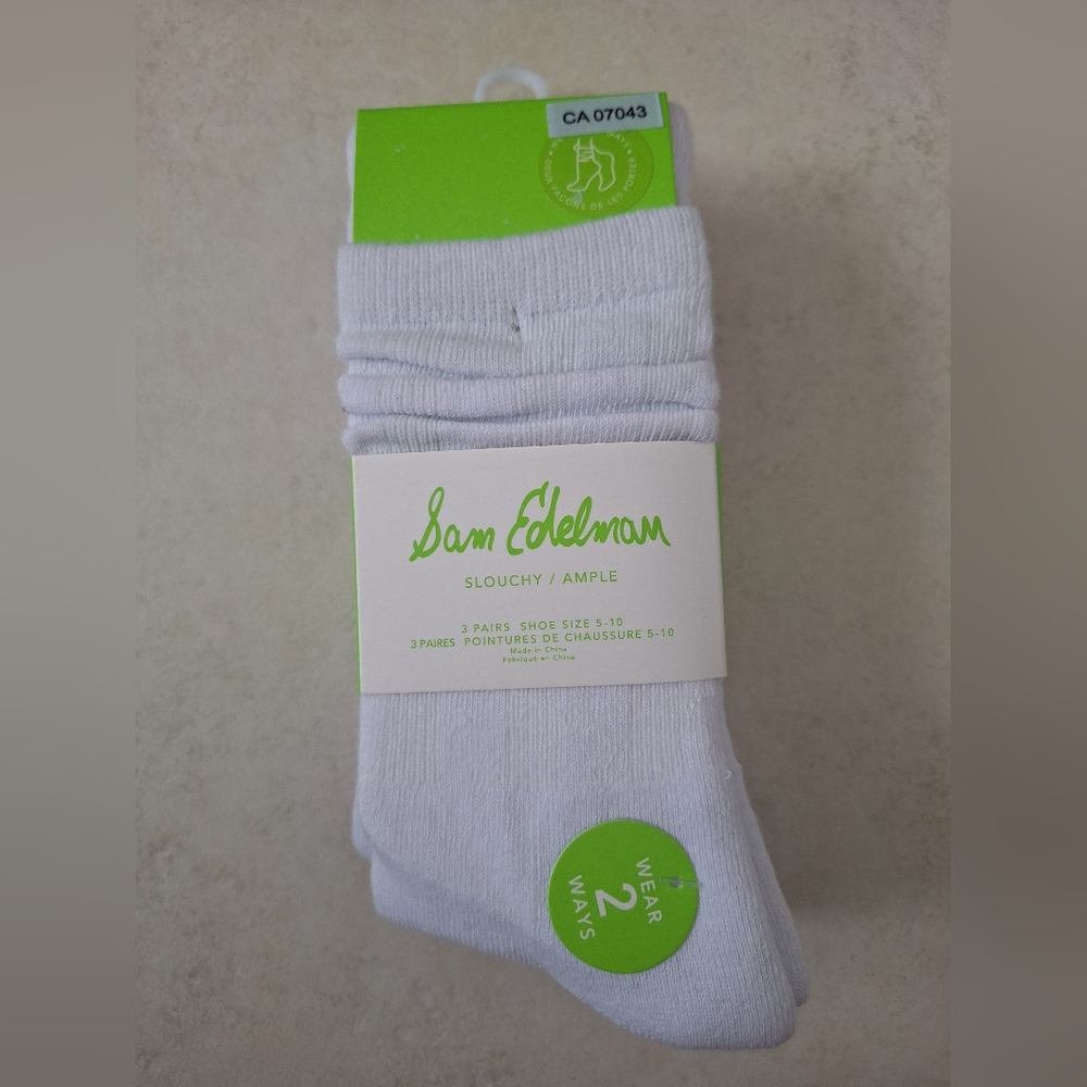 NWT 3 Pack Sam Edelman White Slouchy Socks Wear 2 Ways
